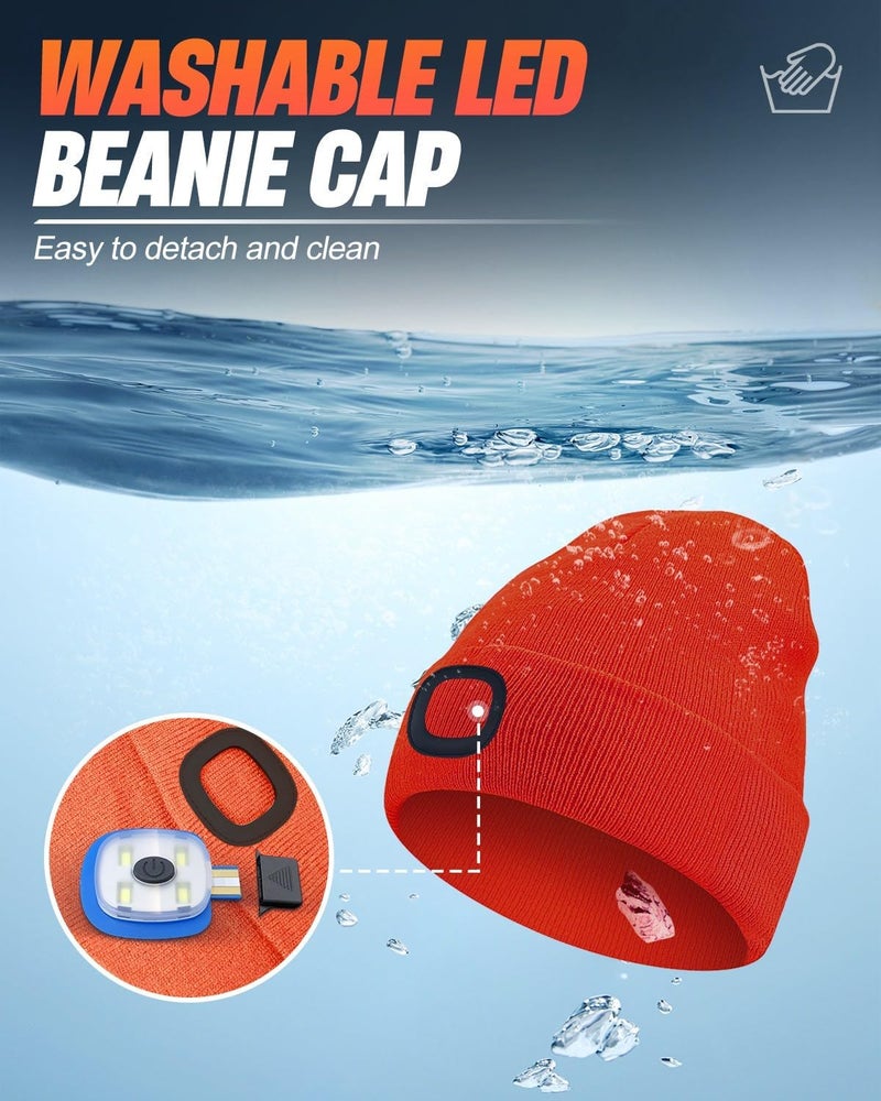 MOXTOYU Unisex Beanie with Light, USB Rechargeable LED Headlamp Hat, Christmas Stocking Stuffers Gifts - Image 3